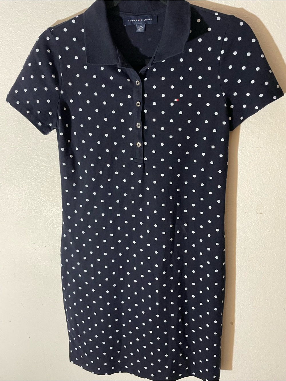 Tommy Hilfiger Navy Polo Dot Midi Dress